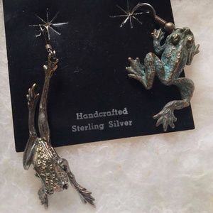 Unique Sterling Silver Frog Earrings